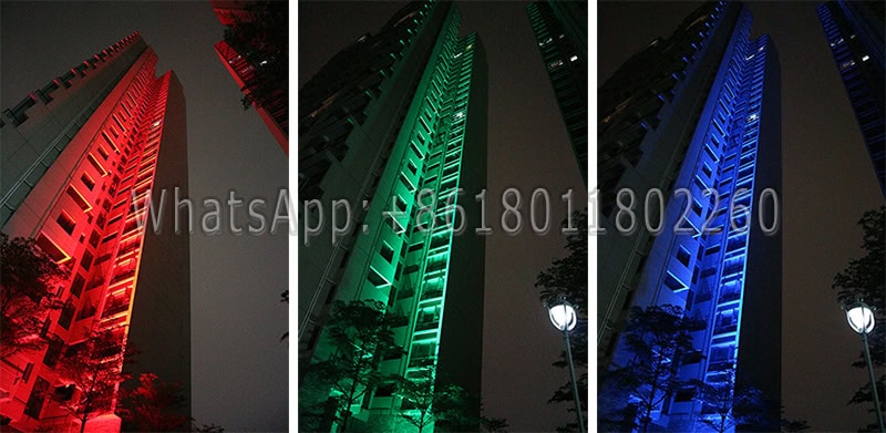 dmx rgb flood light for 32 storeys building